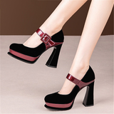 Women's Leather Mary Jane Dress Heels - Black - Platform Pumps - 8 B - Genuine Leather - image 7
