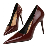 Women's Elegant Mid-Heel Formal Scarpin - Wine Red - 10cm - Formal Stilettos - 43 B - PU Patent Leather - image 21