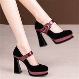 Women's Leather Mary Jane Dress Heels - Black - Platform Pumps - 8 B - Genuine Leather - image 9