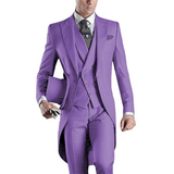 Men's Custom 3 Pcs Grooms Suit Tailcoat - Black - 3 Piece Groomsmen Tuxedo Suit - 6XL - Polyester - image 23
