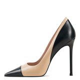 Women's Luxury Super High Fashion Heels - Black/Beige - 1 / Matte / 12cm / Stilettos - 46 B - PU Leather - image 41