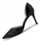 Women's Leather Sequin Glitter Bridal Shoe - Black - 4cm / Stilettos - 44 B - Genuine Leather - image 35