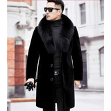 Men's Long Faux Fur Buttoned Up Coat - Black - Fax Fur Jacket - 4XL - Polyester - image 6
