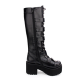 Women's Japanese Gothic Platform Boots - Wine Red - Platform Buckle Boots - 11 B - PU Leather - image 18