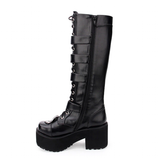 Women's Japanese Gothic Platform Boots - Wine Red - Platform Buckle Boots - 11 B - PU Leather - image 23