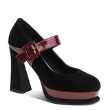 Women's Leather Mary Jane Dress Heels - Black - Platform Pumps - 8 B - Genuine Leather - image 3