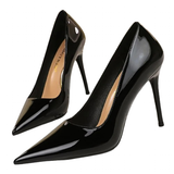 Women's Elegant Mid-Heel Formal Scarpin - Black - 10cm - Formal Stilettos - 43 B - PU Patent Leather - image 3