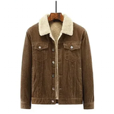Men's Corduroy Fleece Winter Jacket - Grey - Trucker Jacket - 4XL - Corduroy - image 15