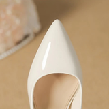 Women's Elegant Patent High Heel Pumps - Beige - 1 / 12cm Heel - 41 B - PU Patent Leather - image 48
