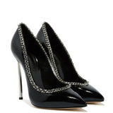 Women's Metal Heel Chain Design Stilettos - Black -  Party Stilettos - 45 B - PU Leather - image 6