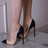 Women's Luxury Super High Fashion Heels - Black/Beige - 1 / Matte / 12cm / Stilettos - 46 B - PU Leather - image 16