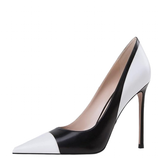 Women's Luxury Super High Fashion Heels - White/Black - 1 / 12cm / Matte / Stilettos - 46 B - PU Leather - image 39