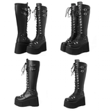Women's Goth Lace Up Platform Wedges - Black - 1 / Boots - 10.5 B - PU Leather - image 17