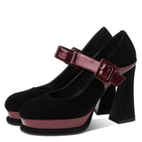 Women's Leather Mary Jane Dress Heels - Black - Platform Pumps - 8 B - Genuine Leather - image 12