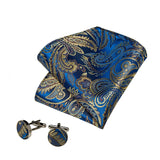 Men's 3 Pcs Luxury Blue Yellow Tie Set - Blue - MJ-7391 - One Size - Silk - image 8