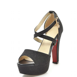 Women's Sequin High Platform Sandals - Gold - 11.5cm / Sandals - 43 B - PU Leather - image 39