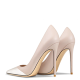 Women's Genuine Leather Fashion High Heels - Beige/Black - 1 / Suede / 12cm / Stilettos - 46 B - Genuine Leather - image 50