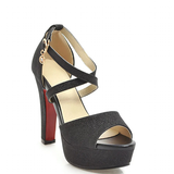 Women's Sequin High Platform Sandals - Gold - 11.5cm / Sandals - 43 B - PU Leather - image 12