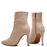 Women's Lace-up Suede Dress Boots - Beige - 1 / Suede 10.0cm Heels - 44 B - PU Suede Leather - image 15