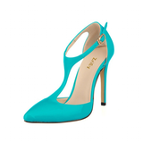 Women's Super High Heel T-Strap Stilettos - Green - Ladies Dress Shoe - 12 B - PU Patent Leather - image 15