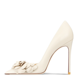 Women's Big Flower Fashion High Stilettos - Beige - 1 / 6cm / Stilettos - 41 B - Genuine Leather - image 2