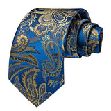 Men's 3 Pcs Luxury Blue Yellow Tie Set - Blue - MJ-7391 - One Size - Silk - image 7