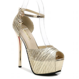 Women's Super High Bling Party Platforms - Gold - Party Shoes - 10 B - PU Leather - image 16