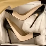 Women's Luxury Super High Fashion Heels - Black/Beige - 1 / Matte / 12cm / Stilettos - 46 B - PU Leather - image 12