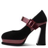 Women's Leather Mary Jane Dress Heels - Black - Platform Pumps - 8 B - Genuine Leather - image 8