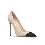 Women's Genuine Leather Fashion High Heels - Beige/Black - 1 / Suede / 12cm / Stilettos - 46 B - Genuine Leather - image 6