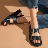 Women's Summer Leather Slide Sandals - Black - 1 - Flat Summer Slides - 9.5 B - Genuine Leather - image 12