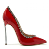 Women's Metal Heel Chain Design Stilettos - Black -  Party Stilettos - 45 B - PU Leather - image 33