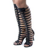 Women's Roman Gladiator Lace Up Stilettos - Black - Platform Sandals - 44 B - PU Leather - image 22