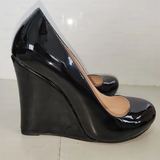 Women's Platform Wedge Patent Pumps - Black - Wedge Shoes - 4 B - PU Patent Leather - image 6