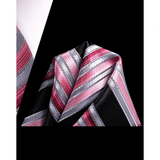 Funki Buys | Neckties | Men's 3 Pcs Pink Black Striped Tie Set