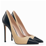 Women's Luxury Super High Fashion Heels - Black/Beige - 1 / Matte / 12cm / Stilettos - 46 B - PU Leather - image 8