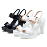 Women's High Chunky Platform Sandals - Black - Platform Sandal - 43 B - PU Leather - image 23