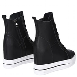 Women's Canvas High Rise Ankle Sneaker - Black - Zipper - 7 B - Canvas - image 46