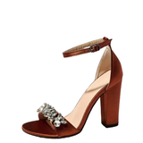 Funki Buys | Shoes | Women's Satin Crystal High Block Sandal