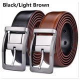 Men's Leather Reversible Rotatable Belt - Black/Light Brown - Men's Belt - 85cm (Waist 70cm) - Genuine Leather - image 5