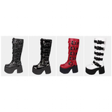 Women's Harajuku Wide Buckle Boots - Black - Matte / Cross Boots - 46 B - PU Leather - image 6