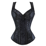 Women's Satin Shoulder Straps Corsets - Black - Corset - 6XL - Polyester - image 1