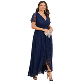 Women's Plus Size Evening Prom Dress - Navy Blue - Dress - Chiffon Lace - image 19
