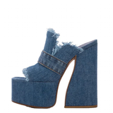 Denim Design Plaform Summer Sandals - Mid Blue Denim - 43 B - Canvas - image 1