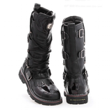 Men's Knee-High Combat Motorcycle Boots - Black - 3903 / Biker Boots - 38 B - PU Leather - image 12