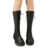 Women's Gothic Lace Up High Top Boots - Black - Lace Up Boot - 43 B - PU Leather - image 2