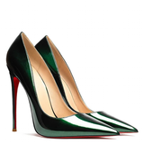 Women's Red Bottom High Heeled Pumps - Green - 1 / Patent / 12cm - 43 B - Genuine Patent Leather - image 36