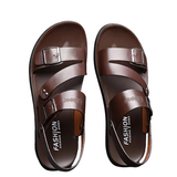 Men's Summer Fashion Leather Sandals - Brown - Sandals - 48 B - PU Leather - image 17