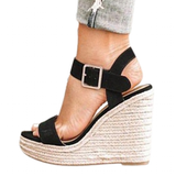 Women's Summer Platform Wedge Sandals - Black - Wedge Sandals - 43 B - PU Leather - image 11