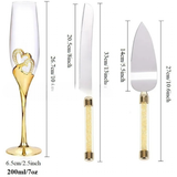 Wedding Champagne Flutes Cake Set x 4 - Clear - 4 Pcs Gold Set - Medium - Crystal - image 2